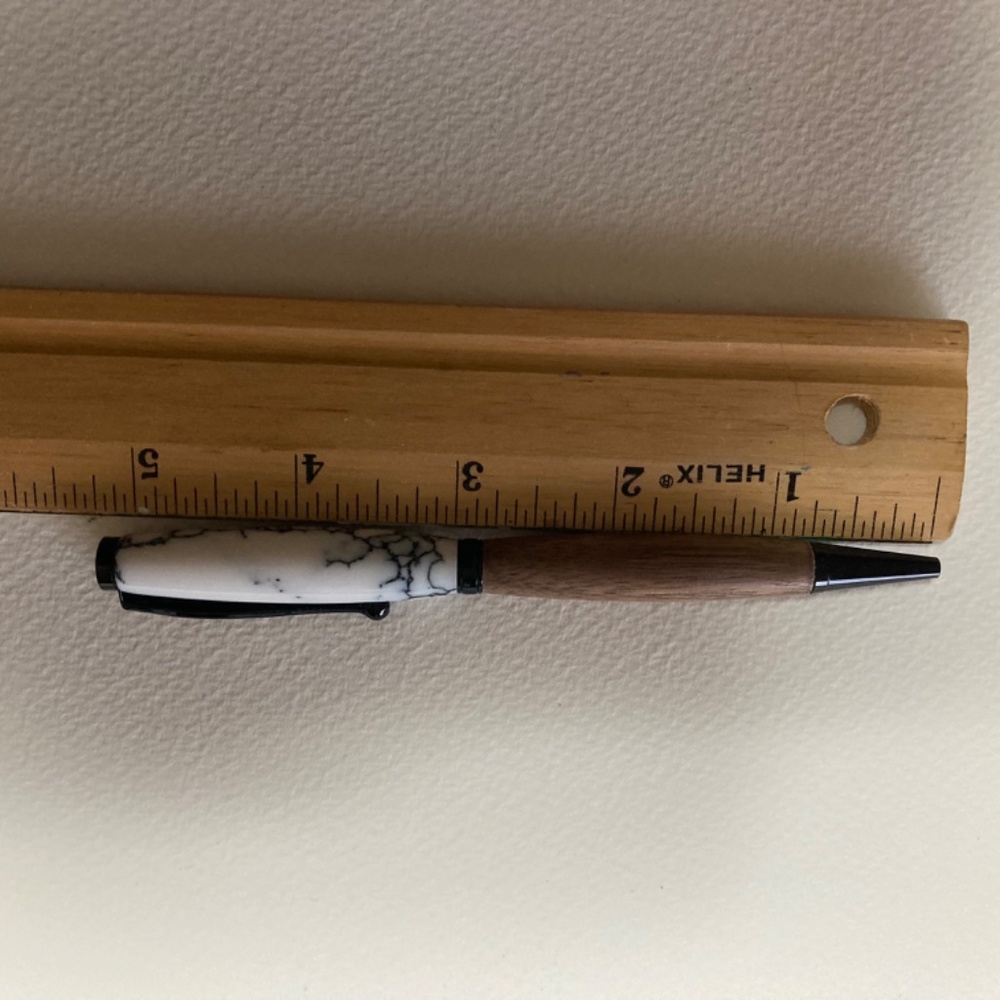 Artist Pen “Hand Turned” Combination Black Walnut Wood/White Marble Acrylic - Picture 5 of 13